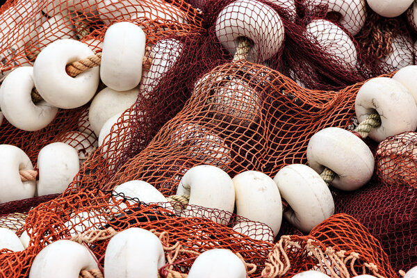 Fishing nets with corks.