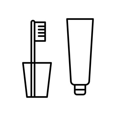 diş macunu ve diş fırçası vektör illüstrasyonu