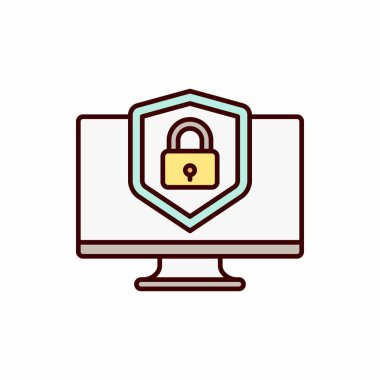 Güvenlik Asma Kilit vektör illüstrasyonlu bulut