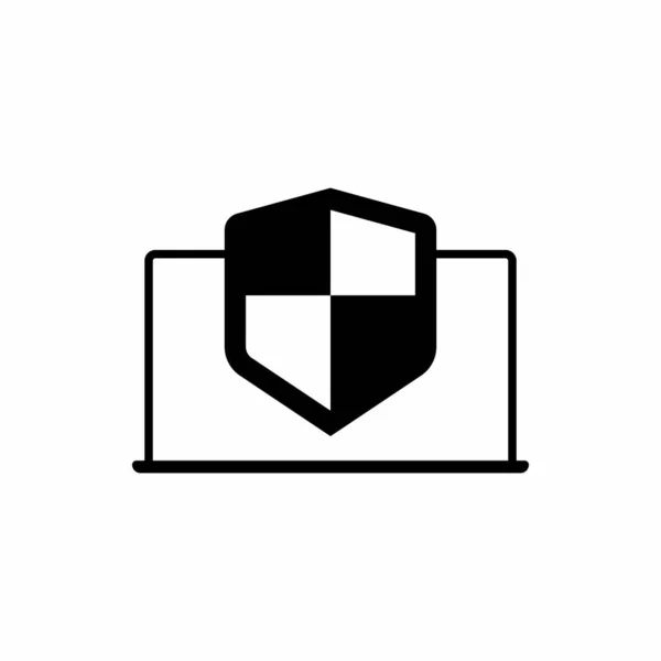 Desktop Mit Sicherheitsschild Symbol Vektorabbildung — Stockvektor