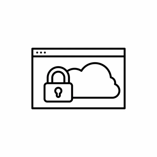 Nube Con Ilustración Vectores Icono Candado Seguridad — Vector de stock
