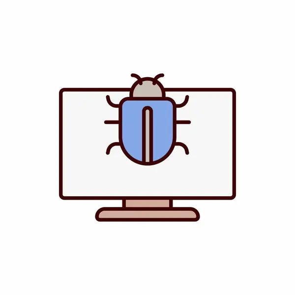 Infecção Pelo Vírus Bug Ilustração Vetor Ícone Segurança — Vetor de Stock