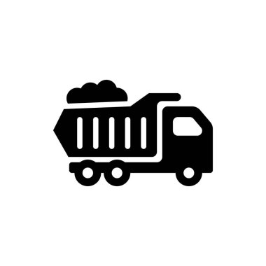 Çöp kamyonu simgesi, inşaat kamyonu vektörü, çöp arabası illüstrasyonu