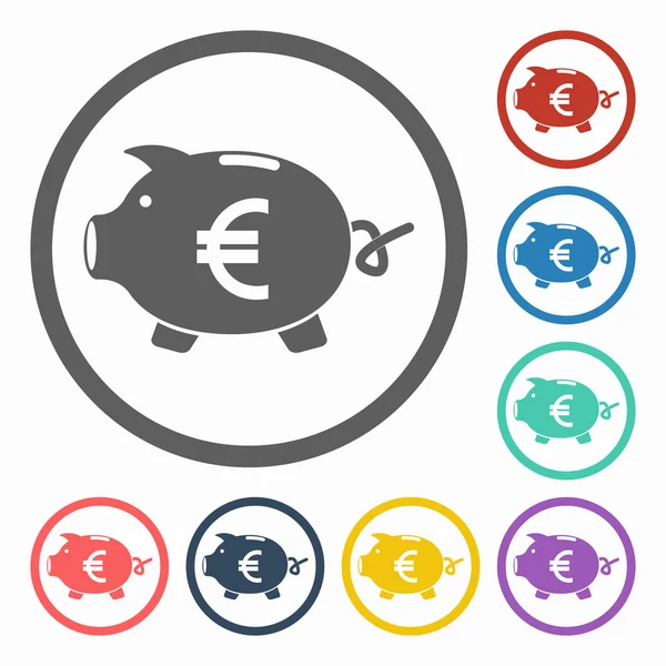 Piggy bank euro icon — Stock Vector