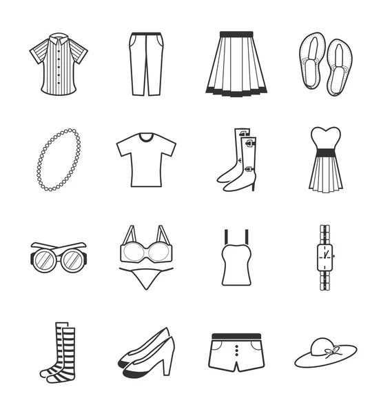 Иконы женской одежды — стоковый вектор