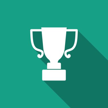 Trophy icon with long shadow clipart