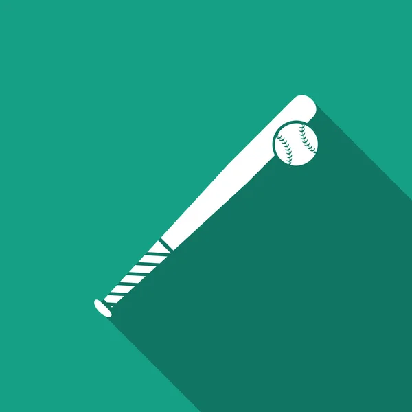 Icona baseball con lunga ombra — Vettoriale Stock