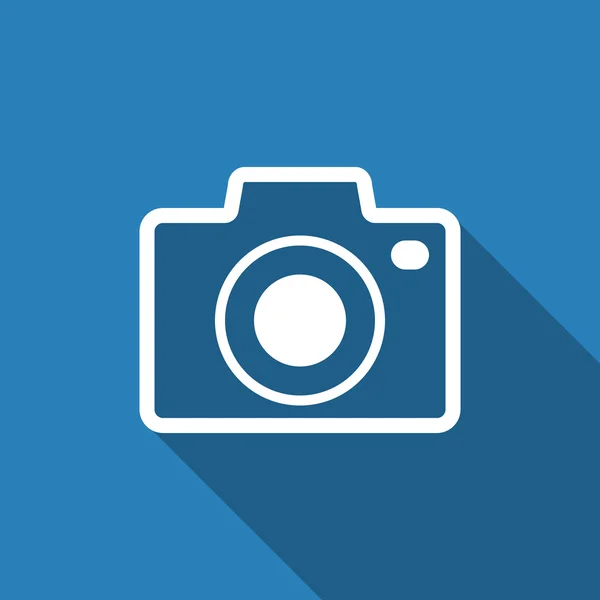 Camera-icoontje met lange schaduw — Stockvector