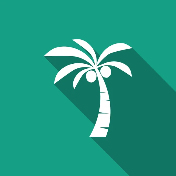 Icona albero di cocco con lunga ombra — Vettoriale Stock