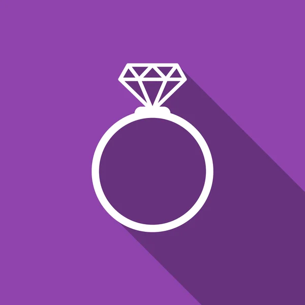 Diamond ring pictogram met lange schaduw — Stockvector