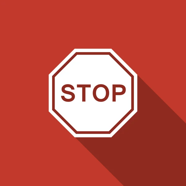 Zastavit provoz ikonu podepsat s dlouhý stín — Stockový vektor