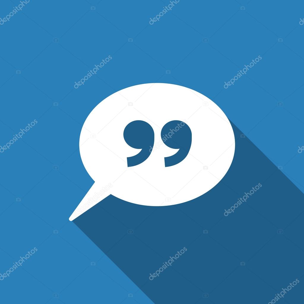 Quote sign icon with long shadow