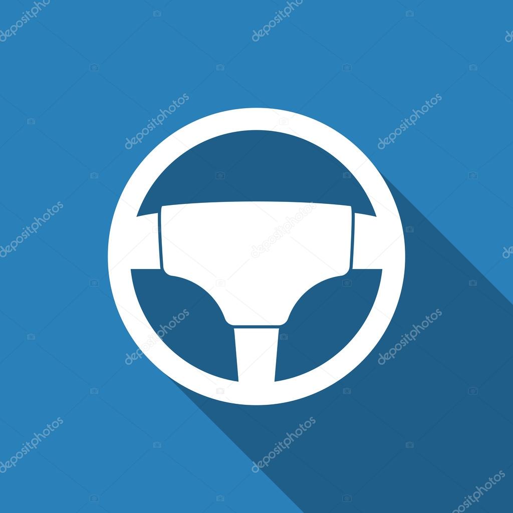 Steering wheel  icon with long shadow