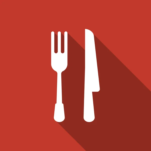 Fork knife icon with long shadow — Stock Vector