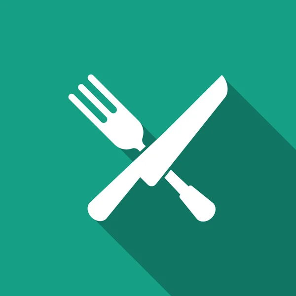 Ícone de faca de garfo com sombra longa —  Vetores de Stock