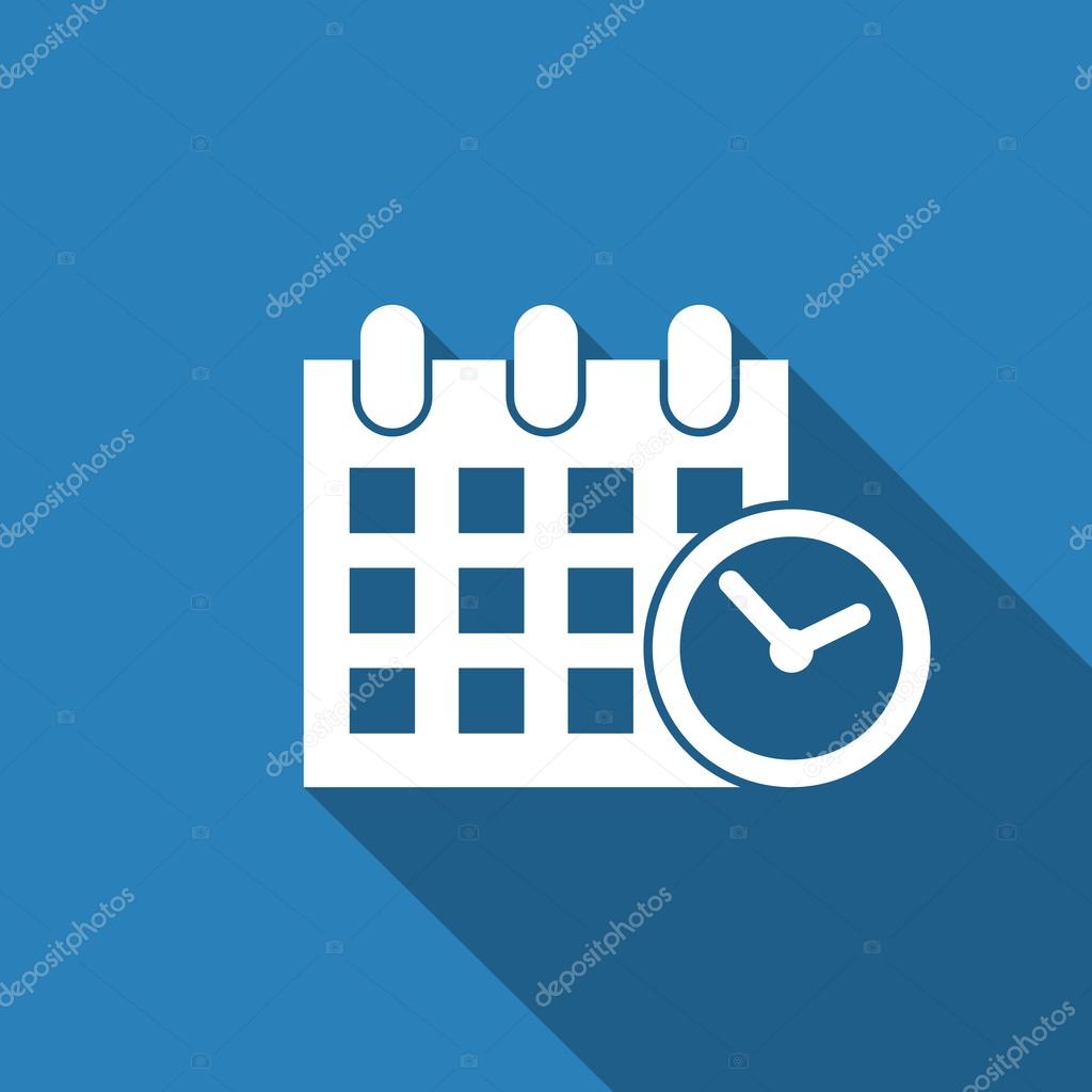 Calendar & clock icon with long shadow