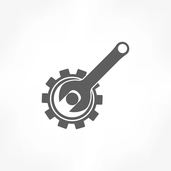 Icono de engranaje y llave inglesa — Vector de stock