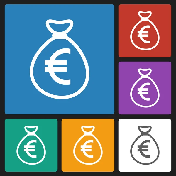 Money bag euro icon — Stock Vector