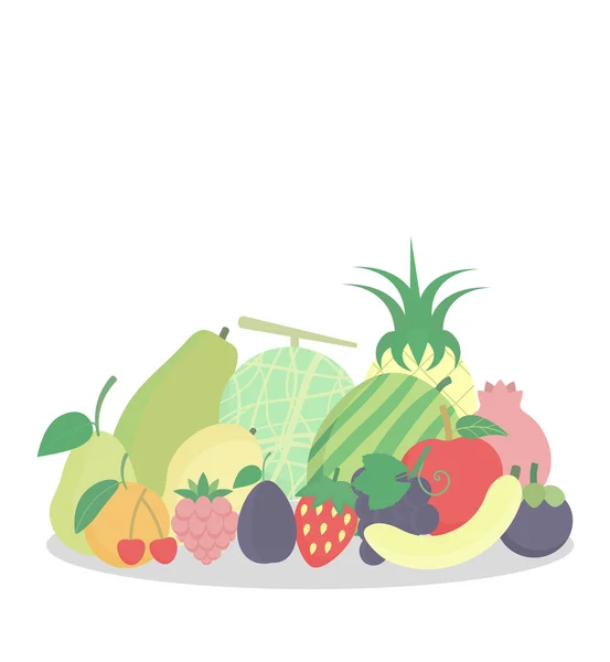 Fruta plana ilustração fundo — Vetor de Stock