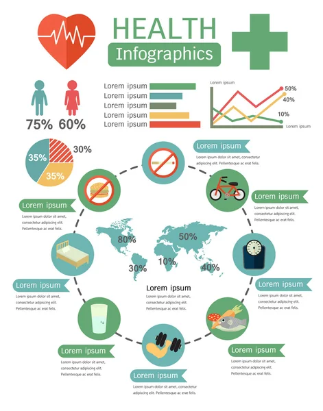 Sağlık bilgi grafikleri — Stok Vektör