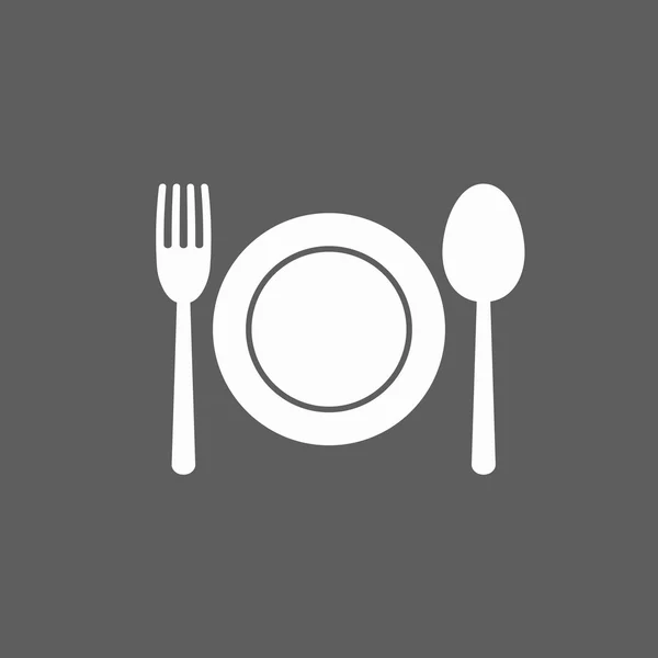 Tenedor cuchara plato icono — Vector de stock