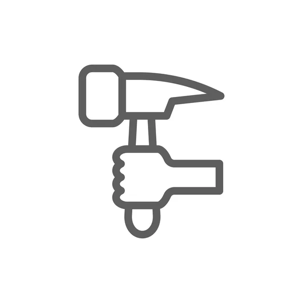 Icono de martillo en mano — Archivo Imágenes Vectoriales
