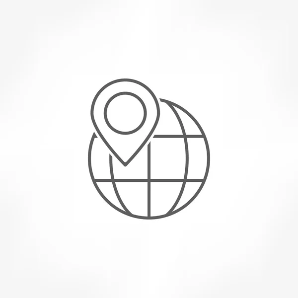 Pin on globe icon — Stock Vector