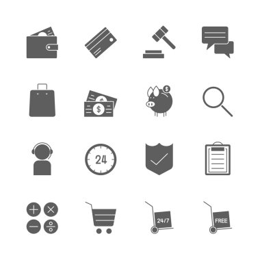 Çevrimiçi alışveriş simgeleri ayarlandı