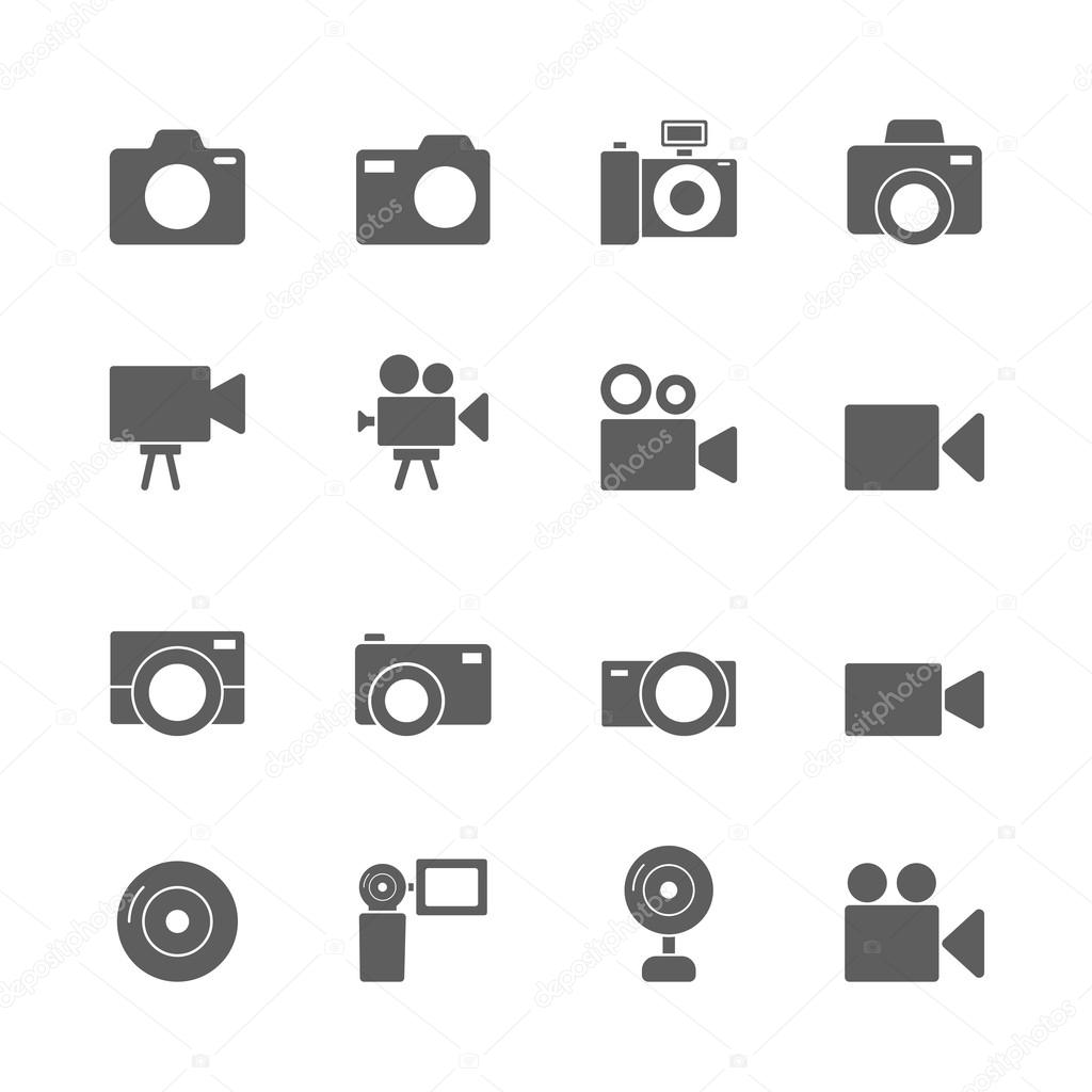 camera icons set