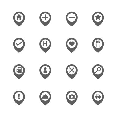 PIN konumu Icons set harita
