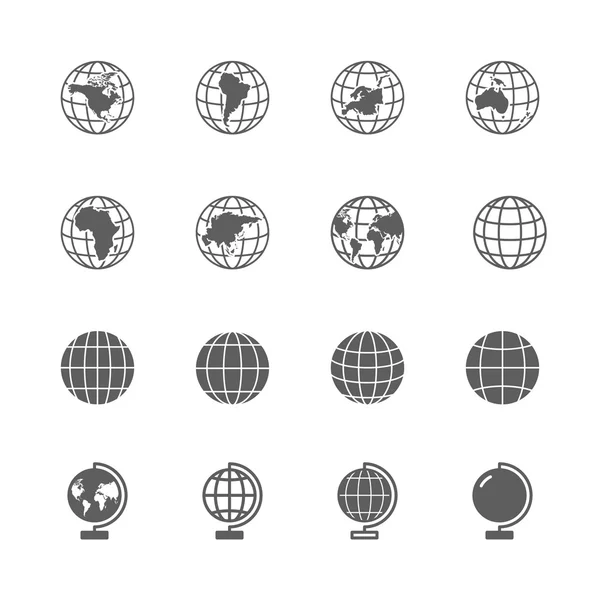 Globus-Symbole gesetzt — Stockvektor