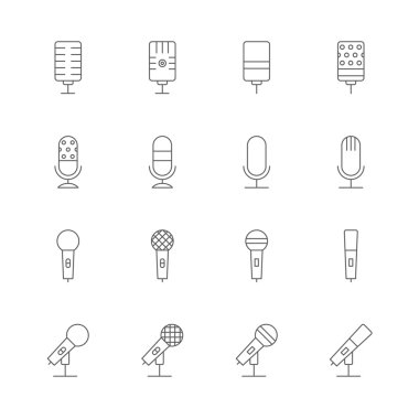 microphone icons set clipart