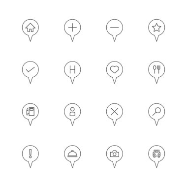 PIN konumu Icons set harita