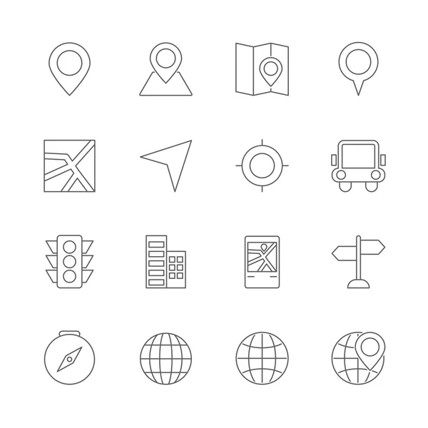 Mapa iconos conjunto — Vector de stock