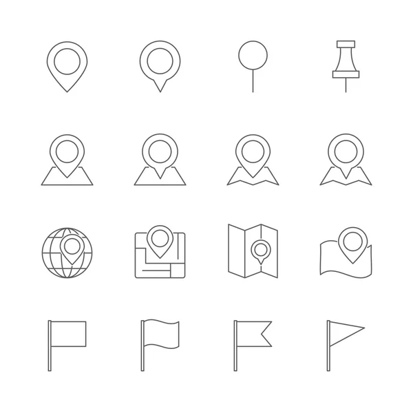 Set icone mappa pin — Vettoriale Stock