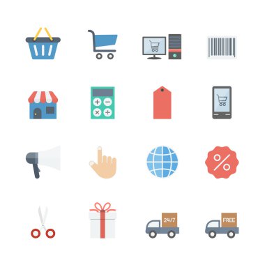 Çevrimiçi alışveriş simgeleri ayarlandı