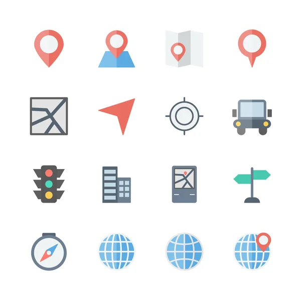 Mapa iconos conjunto — Vector de stock