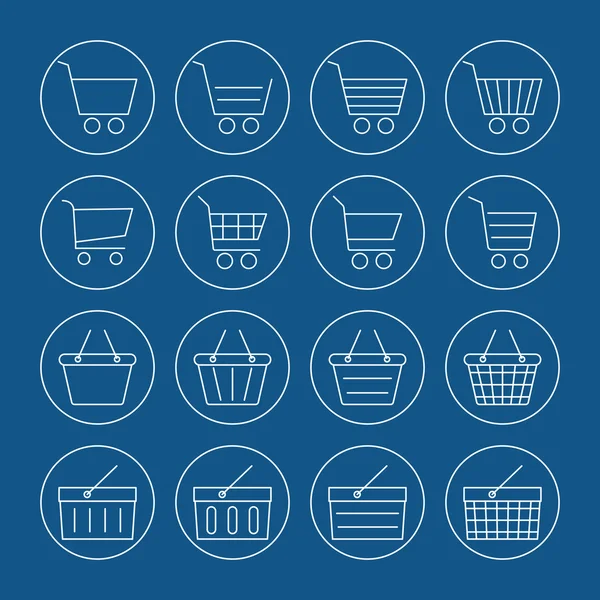 Carrinho de compras & conjunto de ícones de cesta — Vetor de Stock