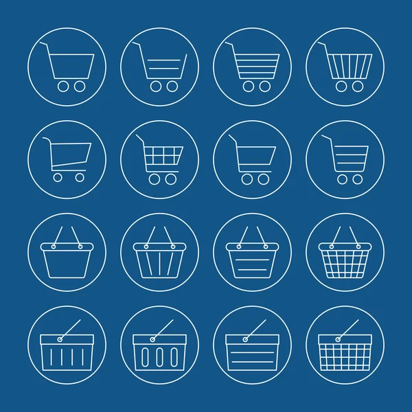 Carrito de compras & conjunto de iconos de cesta — Archivo Imágenes Vectoriales