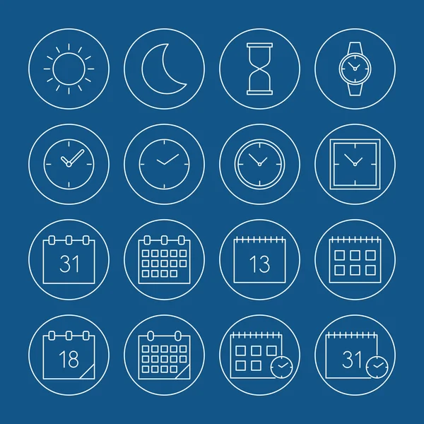 Date de l'heure icônes définies — Image vectorielle