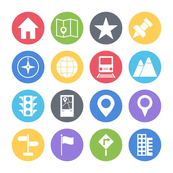 Mapa iconos conjunto — Vector de stock