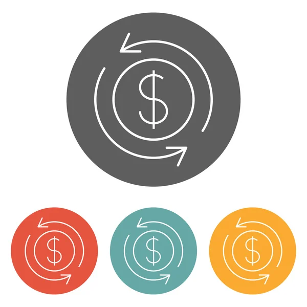 Geld omzetten pictogram op cirkel — Stockvector