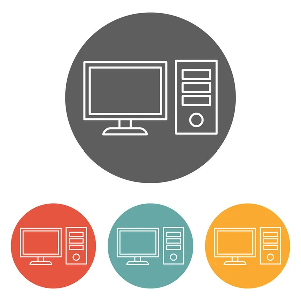 Icône de bureau de l'ordinateur sur cercle — Image vectorielle