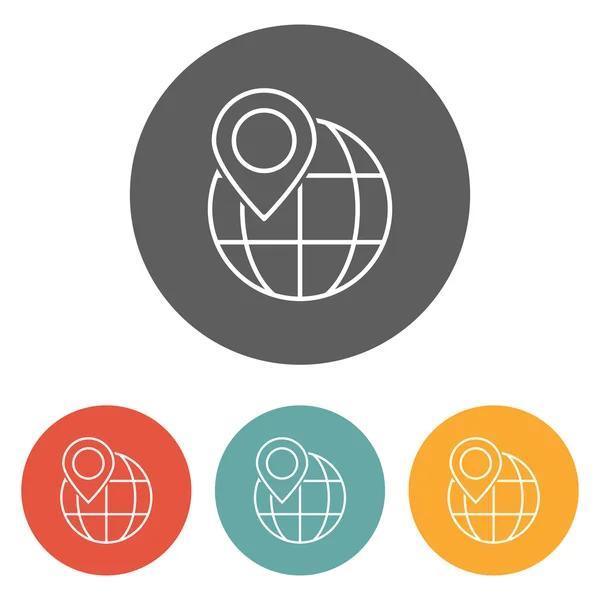 Épinglette sur l'icône globe — Image vectorielle