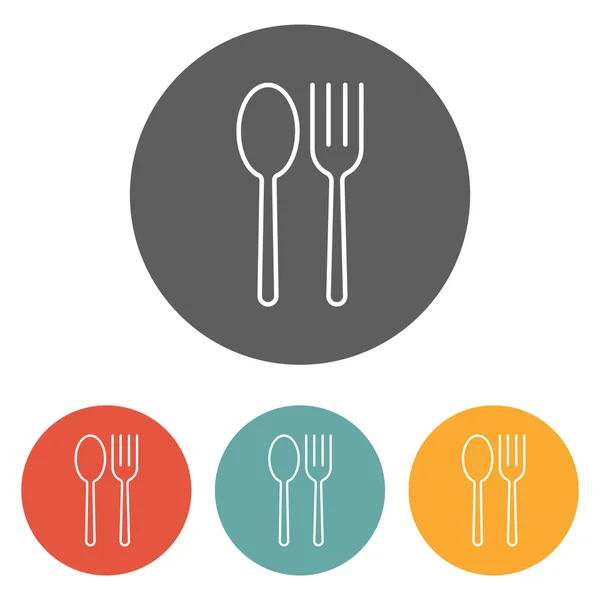 Fork & spoon icon on circle — Stock Vector