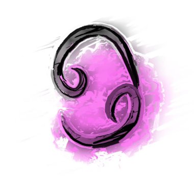 Boya ve beyaz arka planda burç kanseri işareti