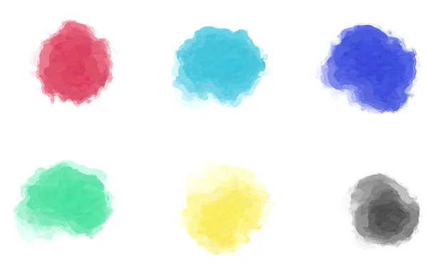 Red Blue Green Yellow Gray Paint Stains Isolated White Background — Φωτογραφία Αρχείου
