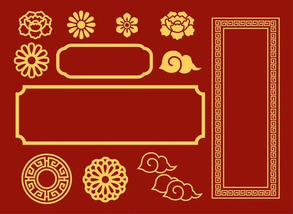 Китайський Новий Рік Оздоблення Елементи Графічний Дизайн Вектор Кадрів — стоковий вектор