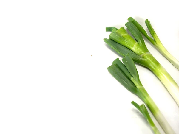 Geïsoleerde Prei Witte Achtergrond — Stockfoto