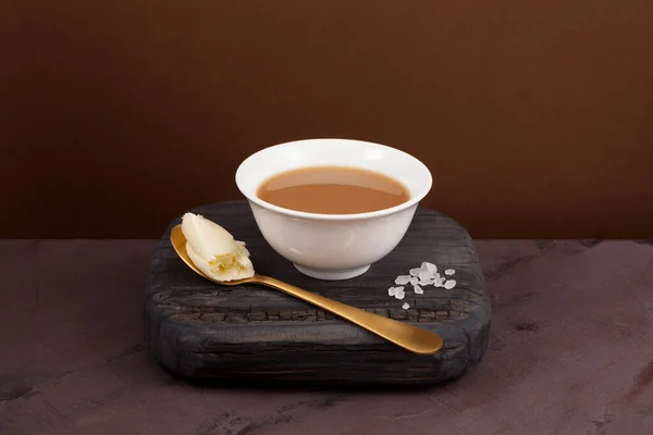 Yak Butter Tea Known Cha Traditional Tibetan Drink Made Yak — Stock Photo, Image